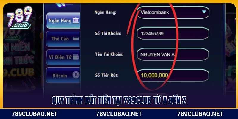 Các bước thực hiện rút tiền 789Club
